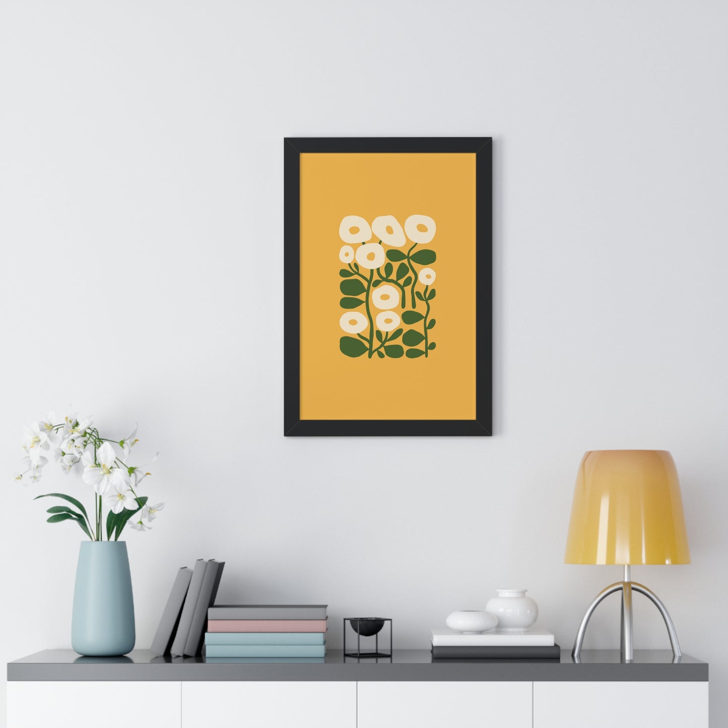 Framed Enchanting Ivy Green Floral Posters