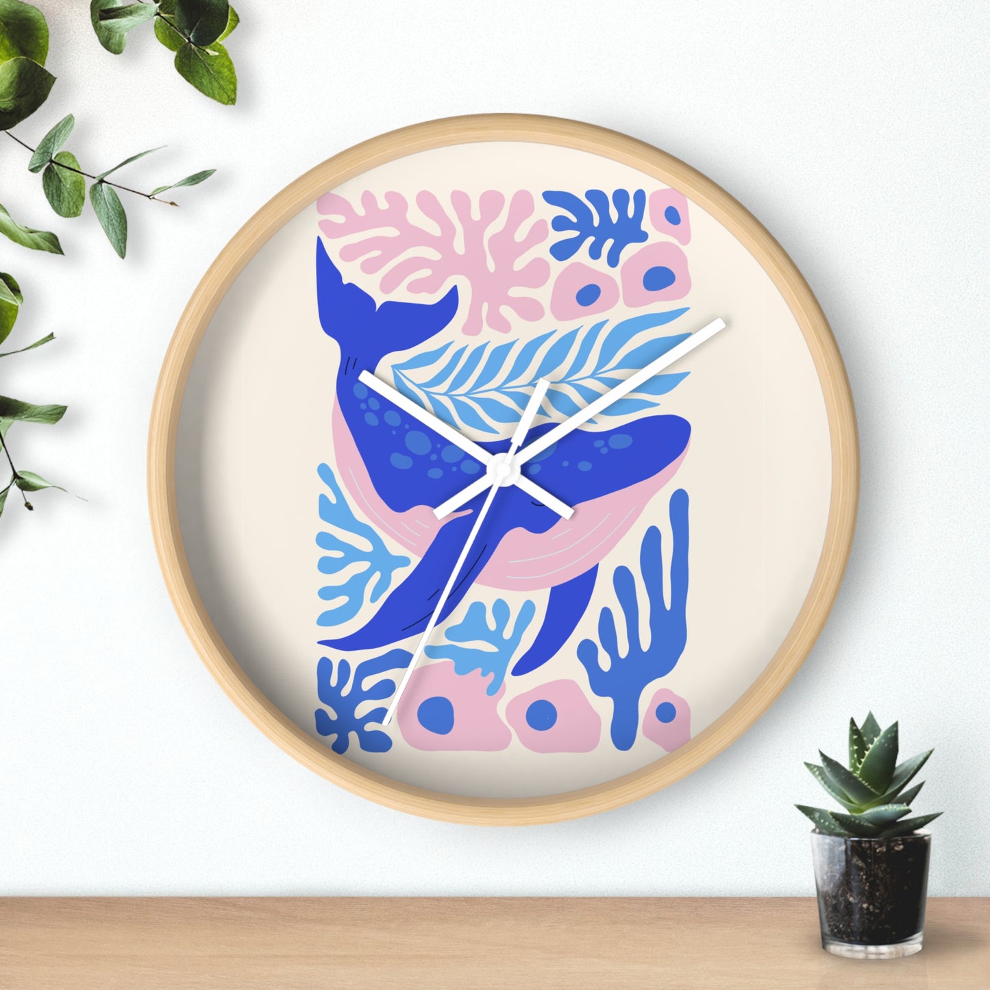 Blue Whale Coral Expedition Wall Clock