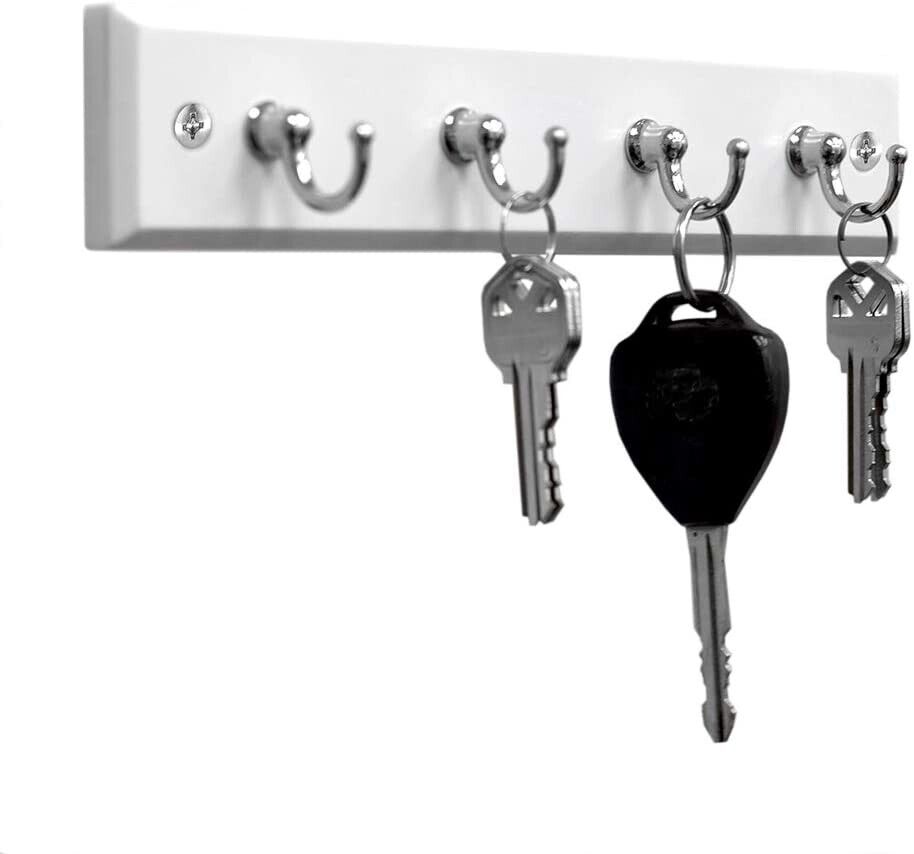 Wall Mount Key Rack Hanger Holder 4 Hook Chain Storage Keys Organizer Home Decor